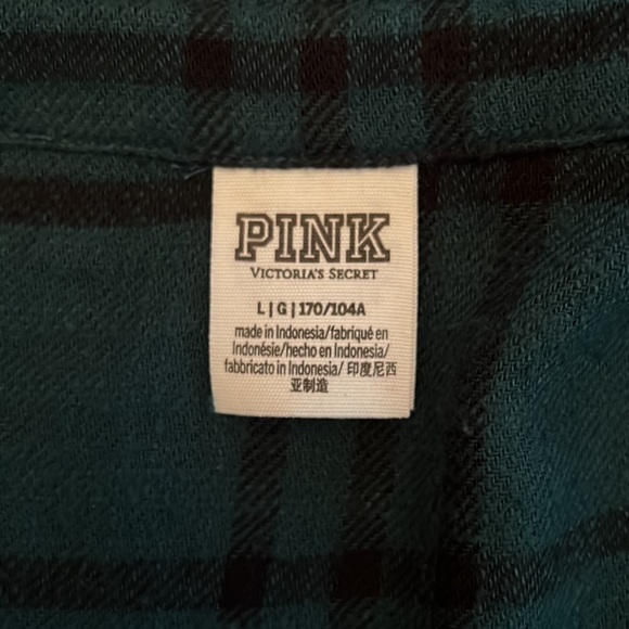 PINK deep teal & black plaid crop flannel - Picture 7 of 9
